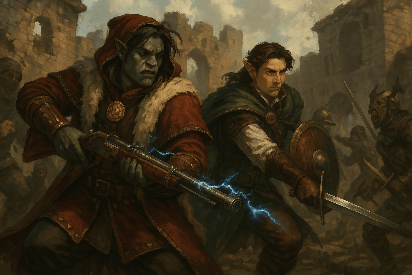 Prince Marik and Guardsman Carth storm the walls of Cerwyn Keep