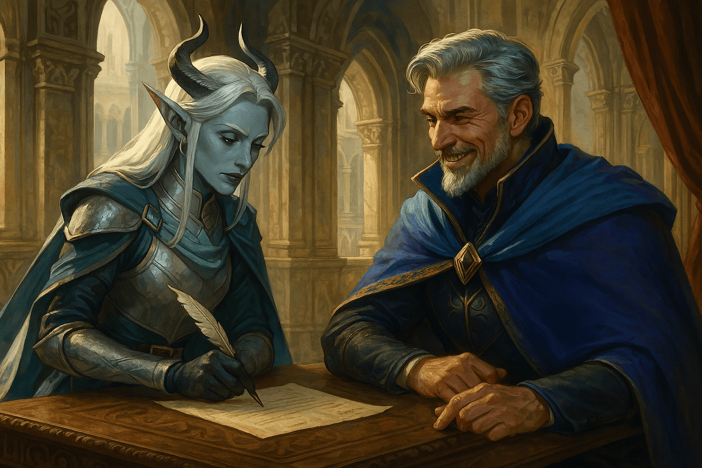Xanthe signs the petition for Ser Otis before speaking with the other heirs
